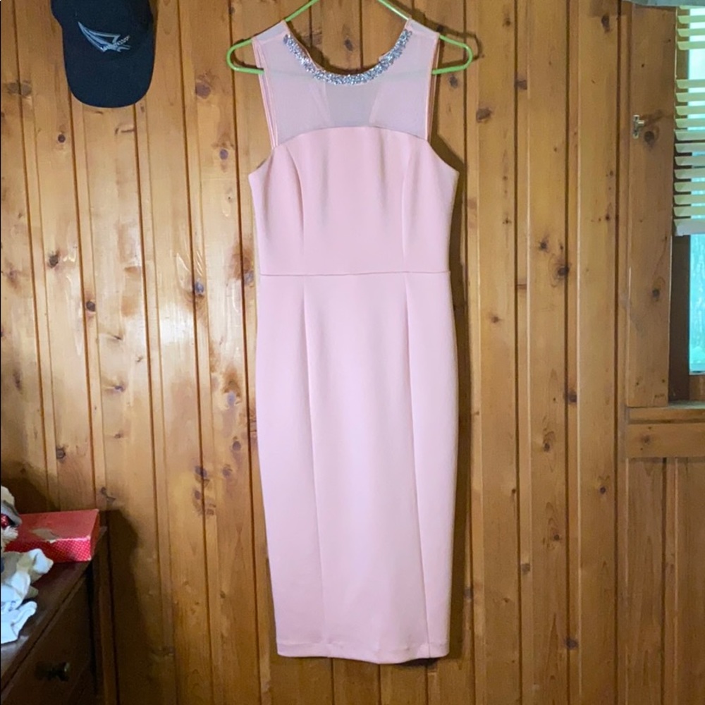 Pastel pink wedding guest dress